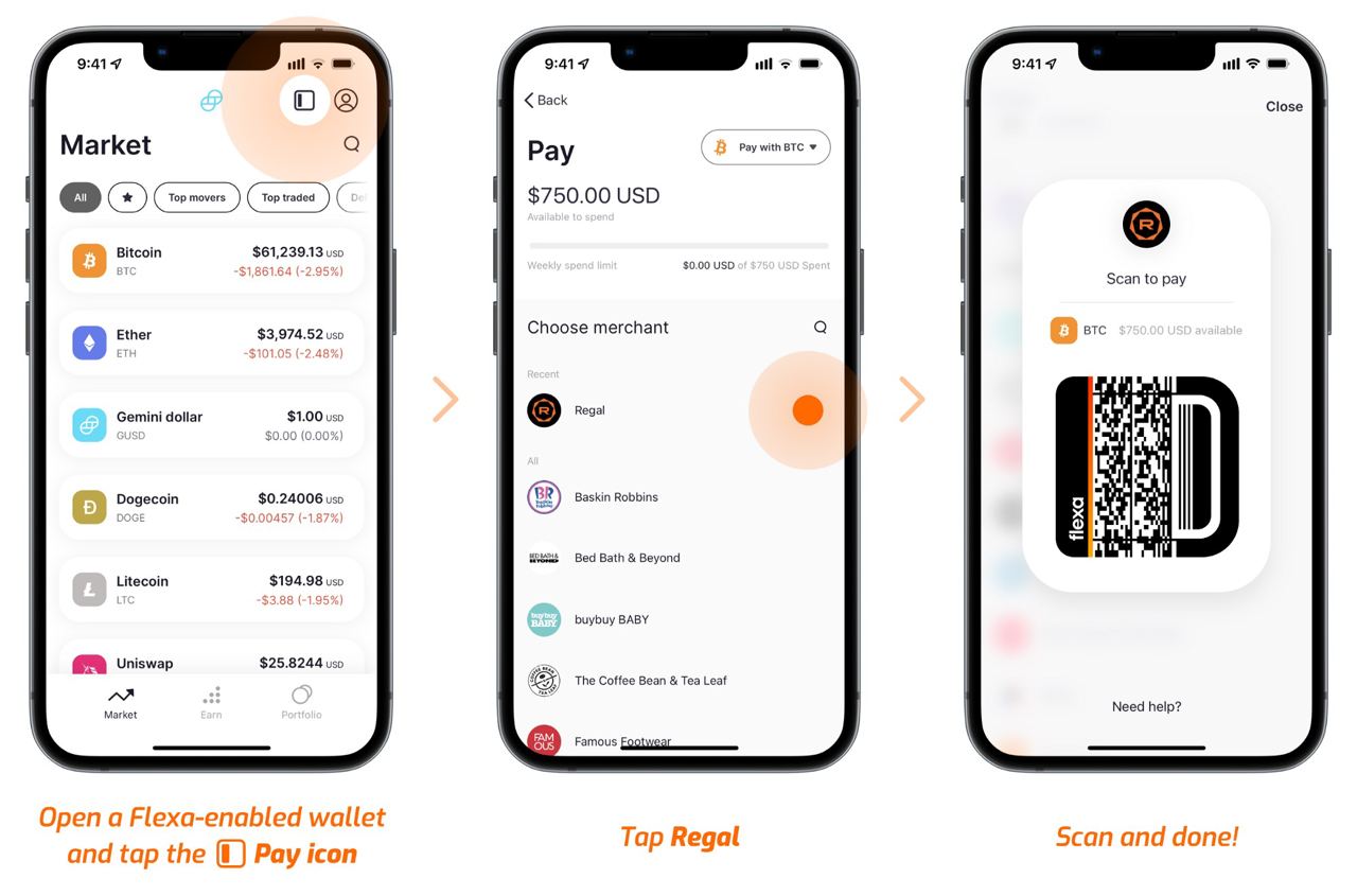Интерфейс оплаты через приложение Flexa